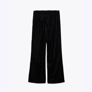 ZARA FLARED VELVET‎ PANTS SIDE ZIPPER SZ S NWT